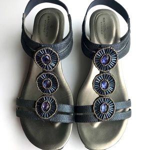 Bandolino strappy beaded sparkle wedge sandals